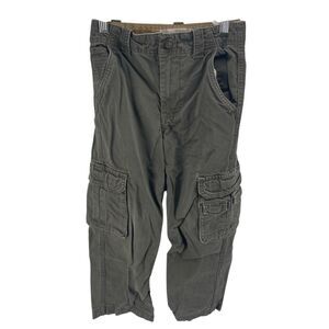 Route 66 Boys Straight Leg Cotton Casual Khaki Cargo Pants Olive Green Size 7